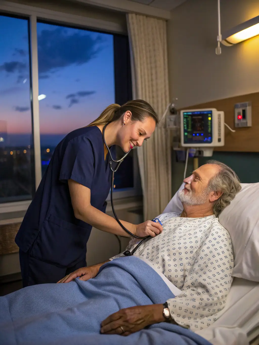 A caring medical team monitoring a patient during detox in a modern, comfortable facility, ensuring their safety and comfort during the withdrawal process.