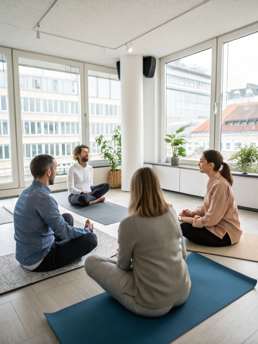 Clients participating in a wellness activity at Betterman's in-house recovery program, such as yoga or meditation.